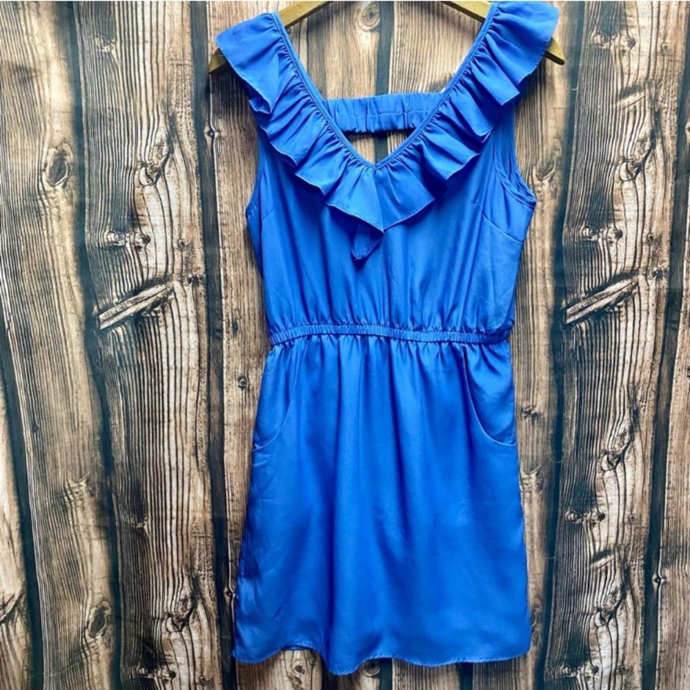 💙Alythea Vibrant Blue Ruffled Sun Dress-Size M-